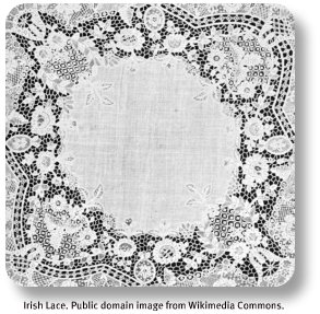 Irish lace.  Image by Wikimedia Commons