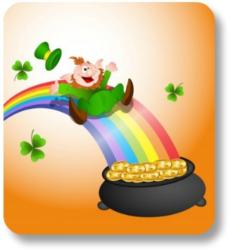 Irish Expressions:  Retirement Limericks. 
Image of Leprechan Sliding on Rainbow into Gold courtesy of Bigstock.com.