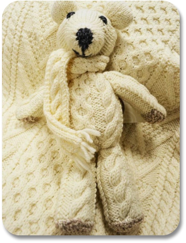 Irish Expressions:  Irish Baby Gifts - Aran Wool Teddy Bear, Image Property of Aransweatermarket.com