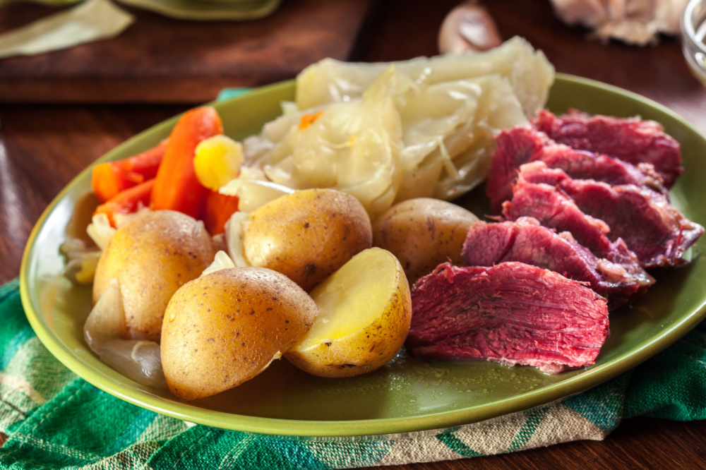 Irish Expressions: Easy Irish Food Recipes. Image of corned beef and cabbage courtesy of Shutterstock.