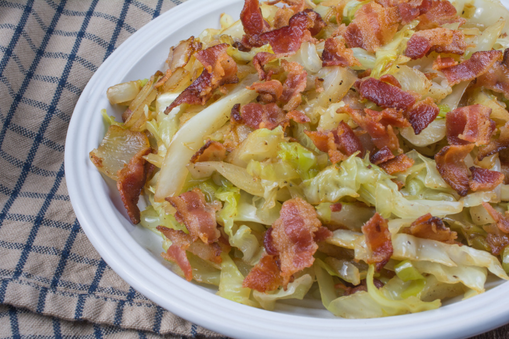 Irish Expressions: Easy Irish Food Recipes.  Image of Fried Cabbage with Bacon courtesy of Shutterstock.