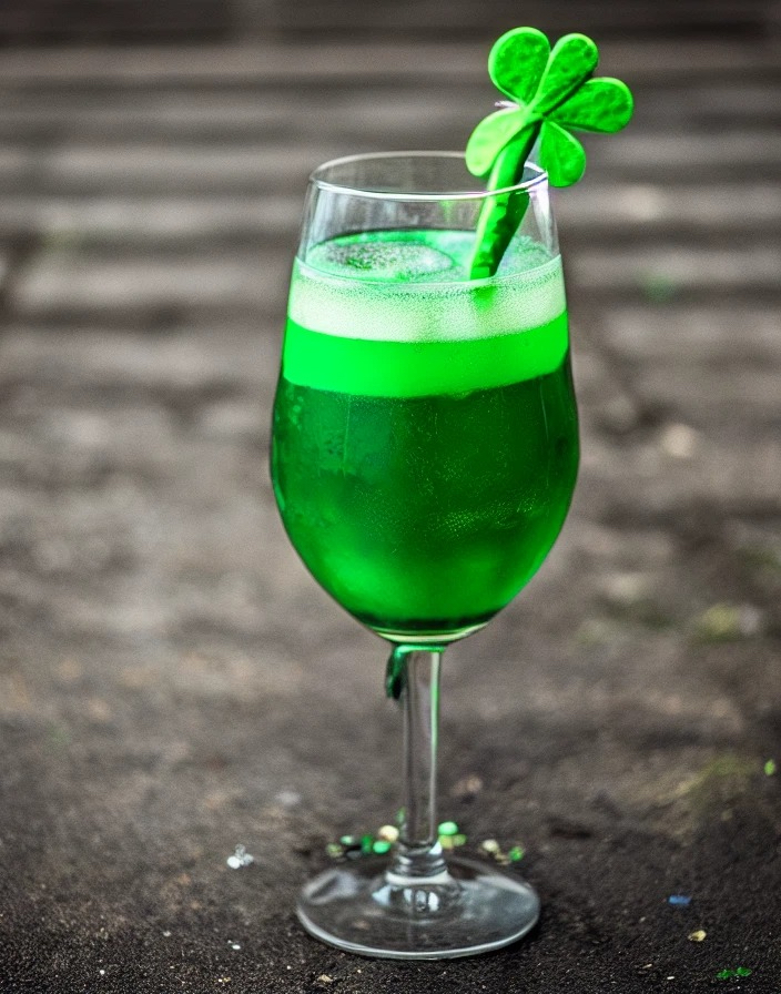 Mystery Green Drink with Shamrock.