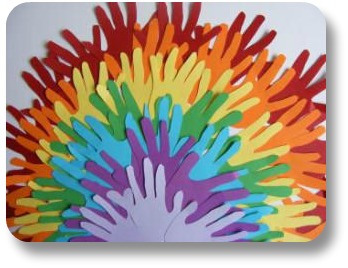 St Patricks Day Kids Crafts - Hand Print Rainbow from Activity Village