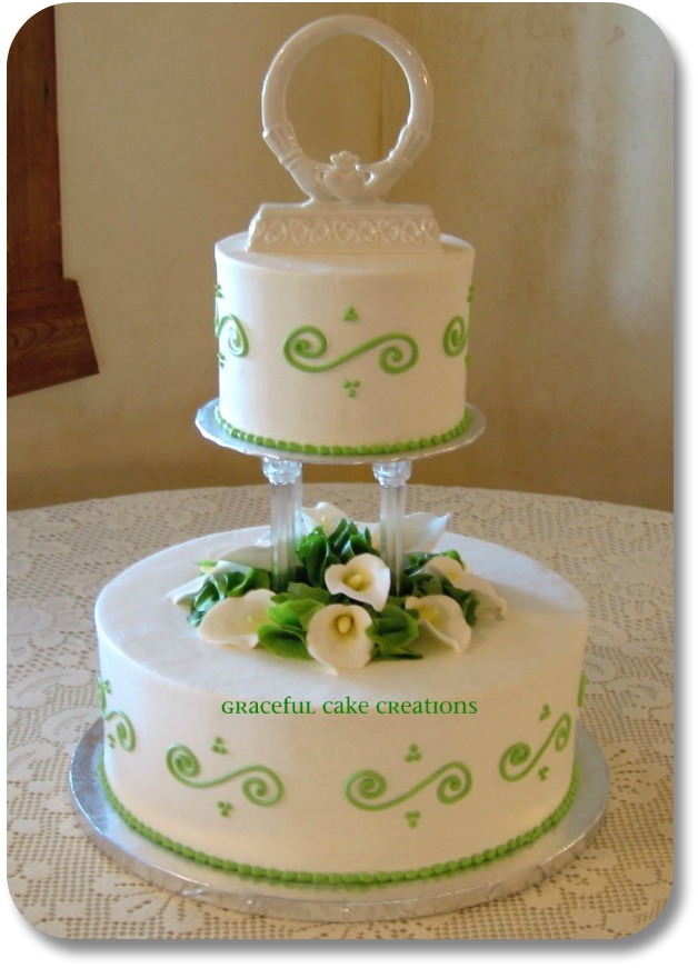 Irish Wedding Cake - Multi-Layer with Green Trim