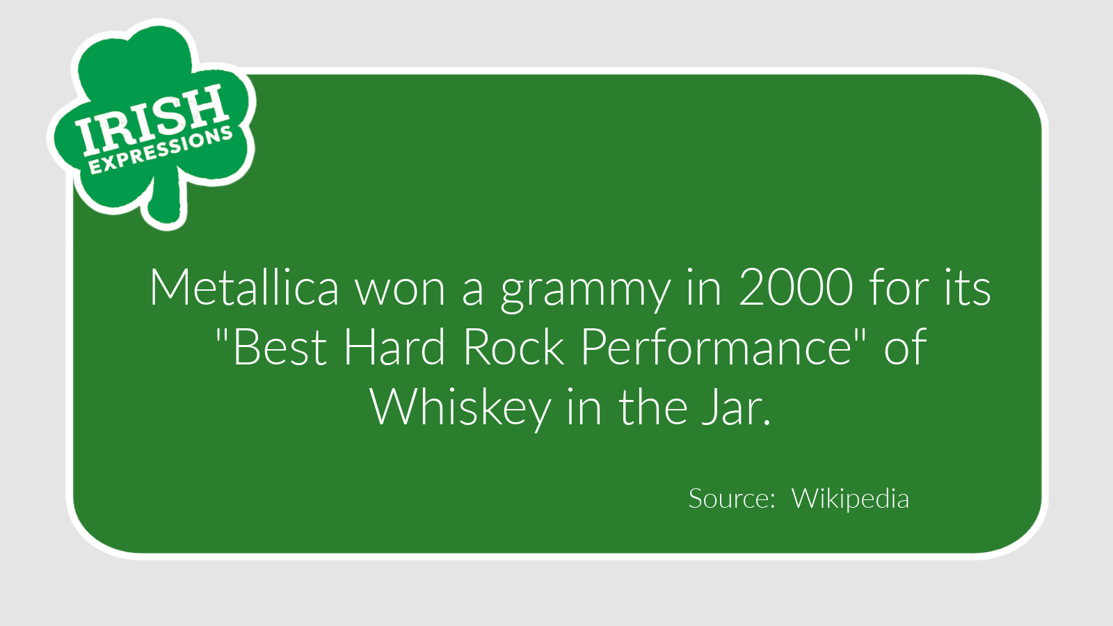Metallica Whiskey in the Jar Infographic