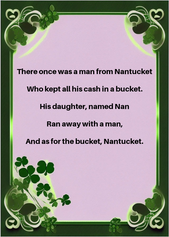 Nantucket limerick on a framed background.