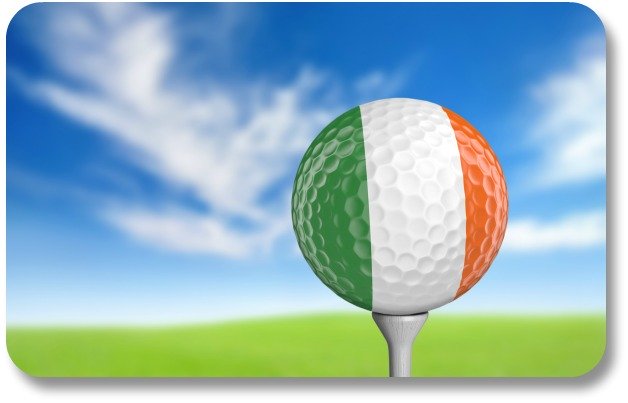 Irish Expressions - Irish golf jokes.  Picture of tricolor golf ball.