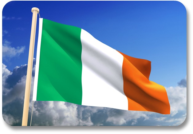 Irish Flag - Flying Against a Cloudy Sky