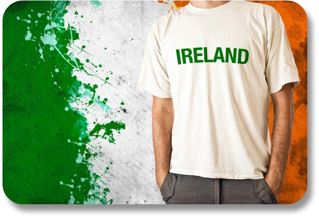 Irish Flag - Ireland T-Shirt Against Tri-Color Background