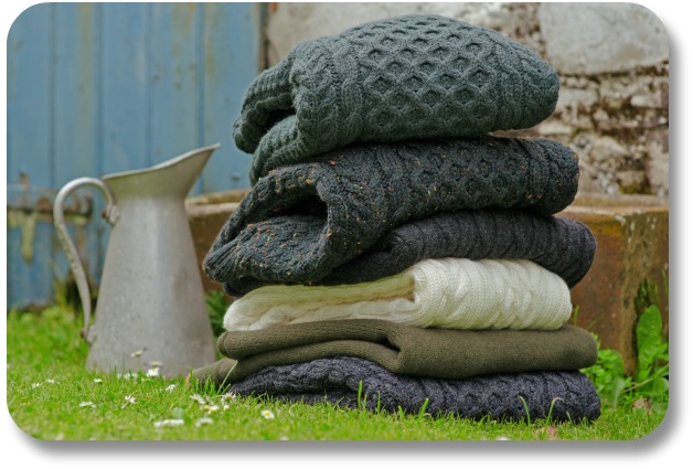 Irish Wool Sweaters - Stack of Aran Sweaters