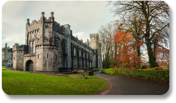 Irish Expressions:  Kilkenny Castle. Image of castle grounds courtesy of Shutterstock.