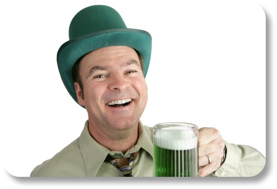Irish Expressions:  Irish Trivia and Traditions.  Image of man with mug of green beer courtesy of Shutterstock.