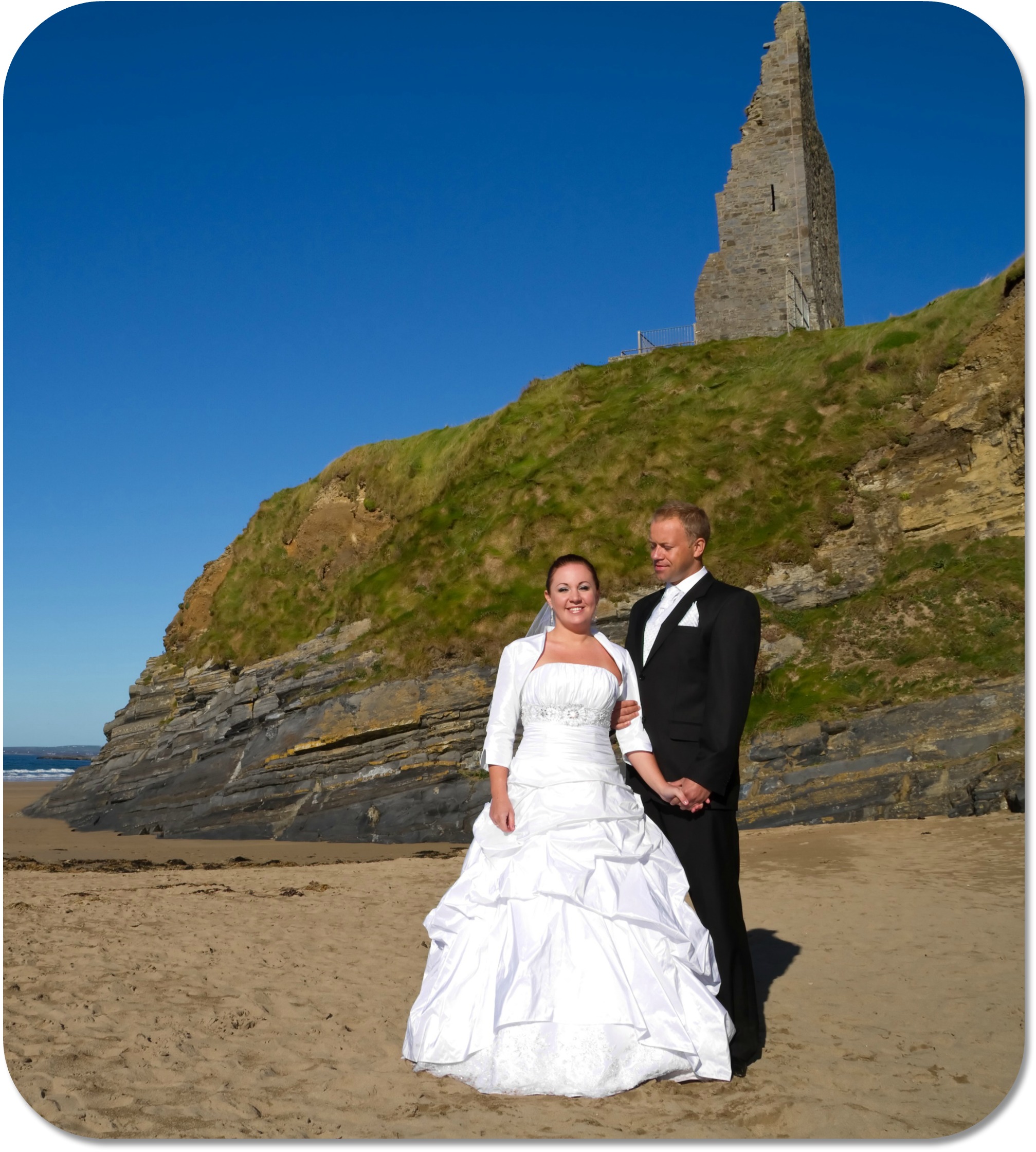Irish Expressions:  Short Irish Wedding Blessings.  Happy couple on the beach in wedding attire.