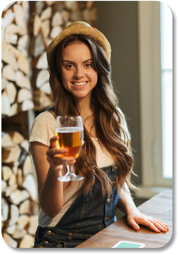 Irish Drinking Toasts - Girl in Pub Offering Toast