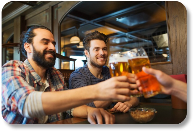 Irish Expressions:  Short Irish Blessings.  Three friends clinking glasses.