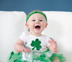 Irish Expressions:  Irish Baby Blessing. 
Laughing baby with shamrock onesie.