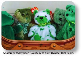 Irish Expressions:  Irish Baby Gifts. 
Image of shamrock teddy bear courtesy of Flickr.
